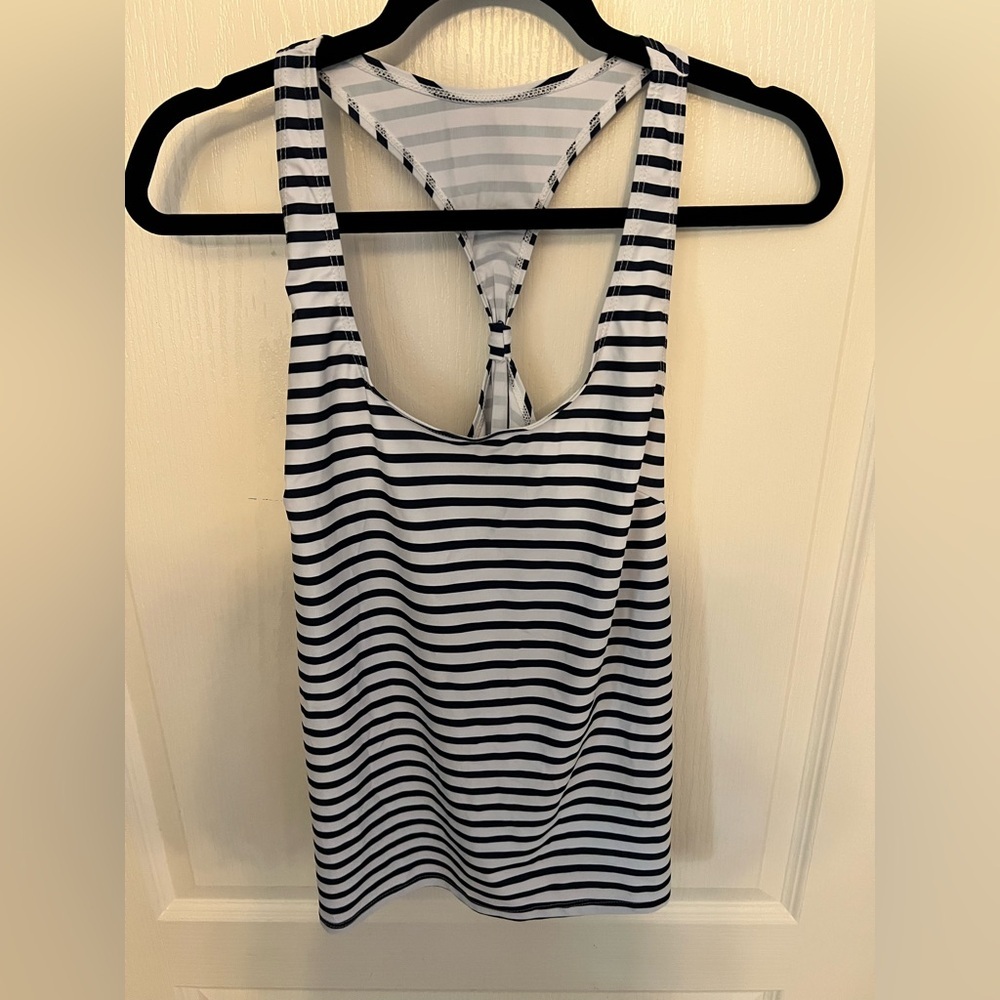 Striped Navy and White Tank Top